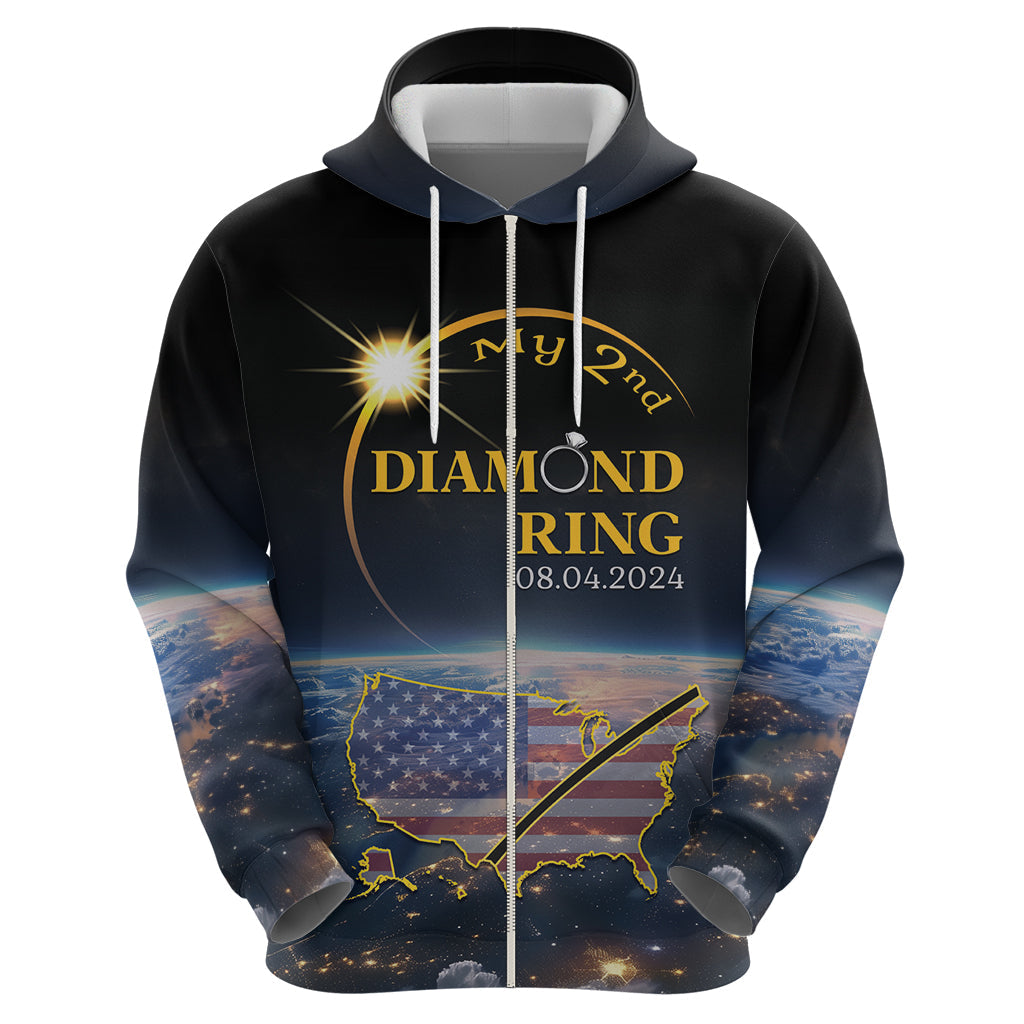 Personalized Total Solar Eclipse 2024 Hoodie My 2nd Diamond Ring LT01