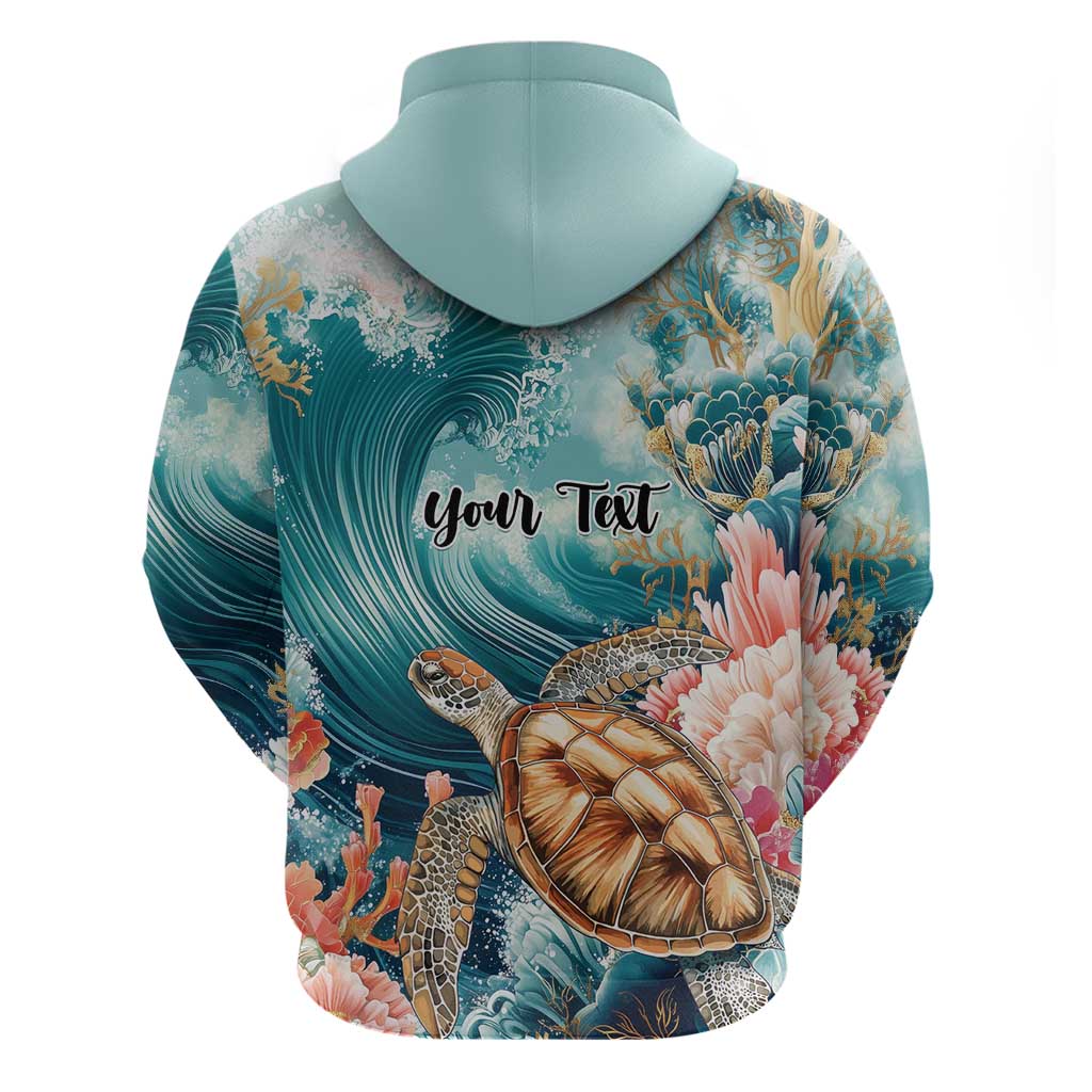 Personalized Caribbean Sea Turtle Hoodie Fantastic Ocean Waves LT01