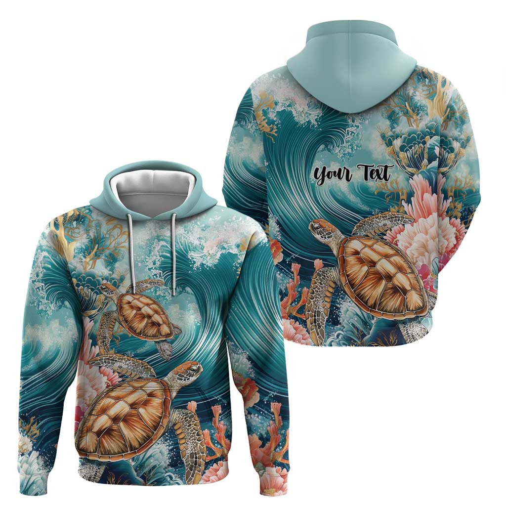 Personalized Caribbean Sea Turtle Hoodie Fantastic Ocean Waves LT01