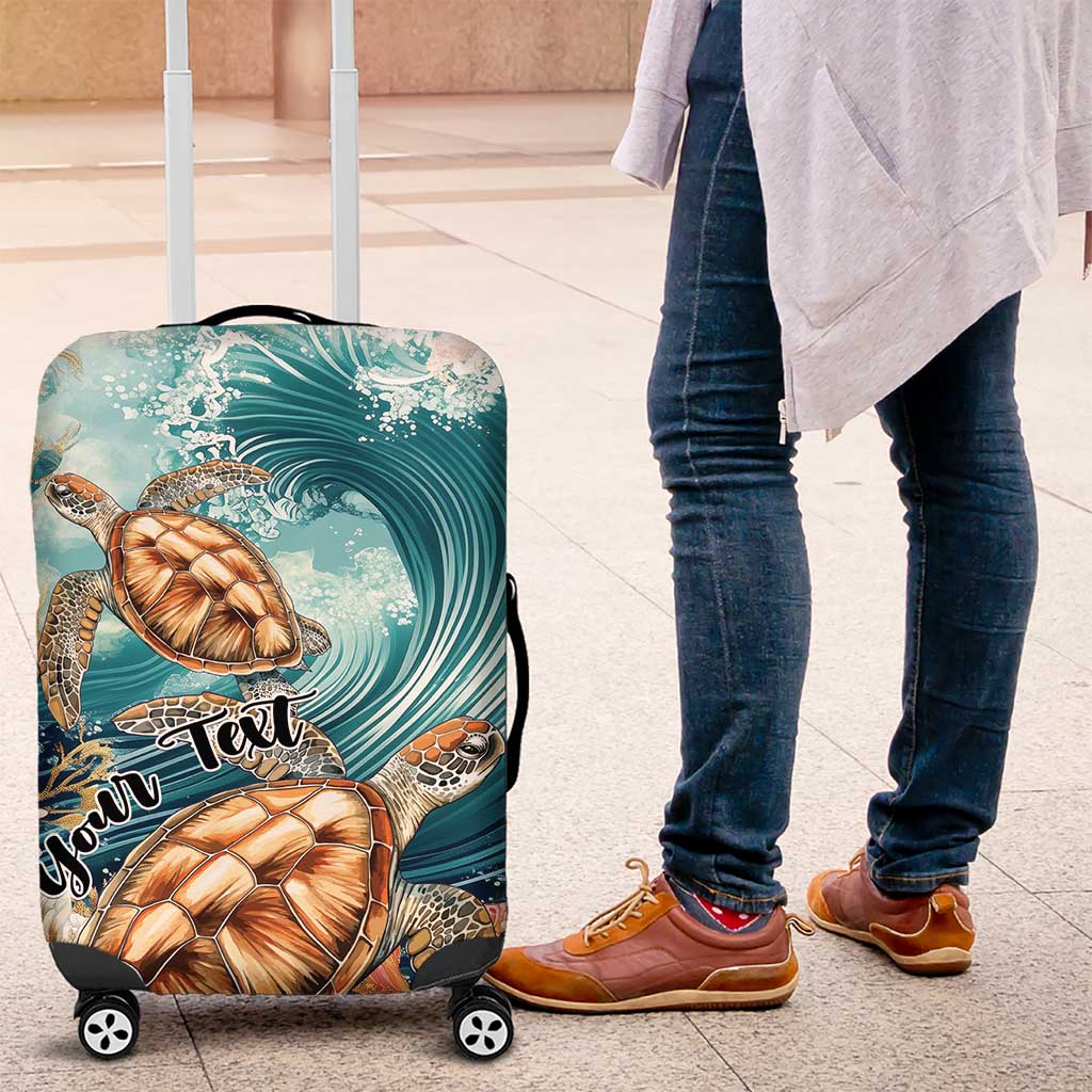 Personalized Caribbean Sea Turtle Luggage Cover Fantastic Ocean Waves LT01