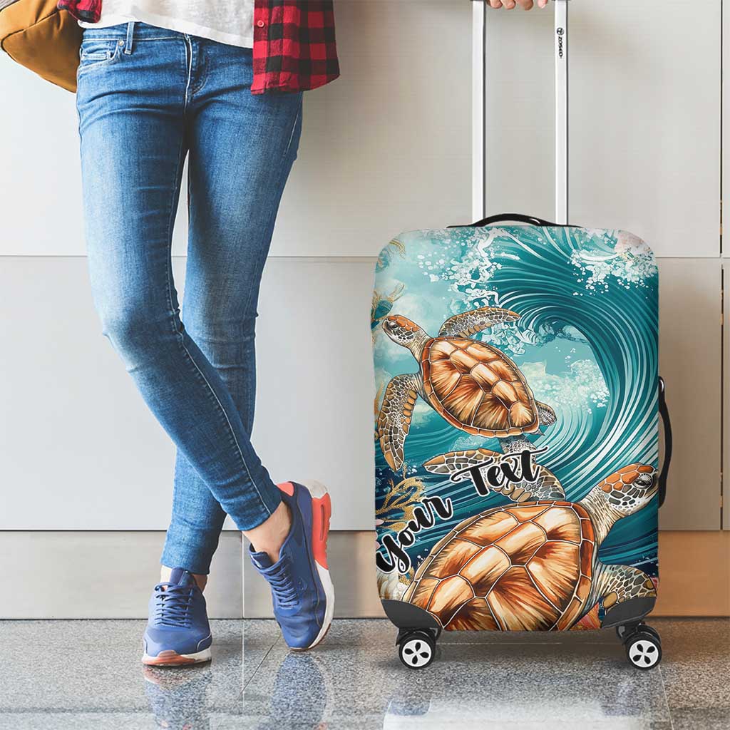 Personalized Caribbean Sea Turtle Luggage Cover Fantastic Ocean Waves LT01