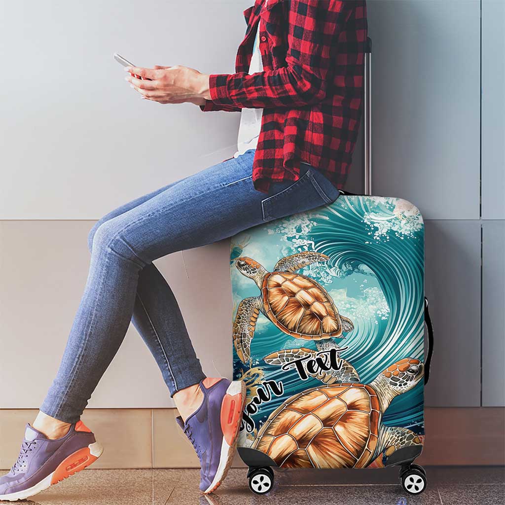 Personalized Caribbean Sea Turtle Luggage Cover Fantastic Ocean Waves LT01