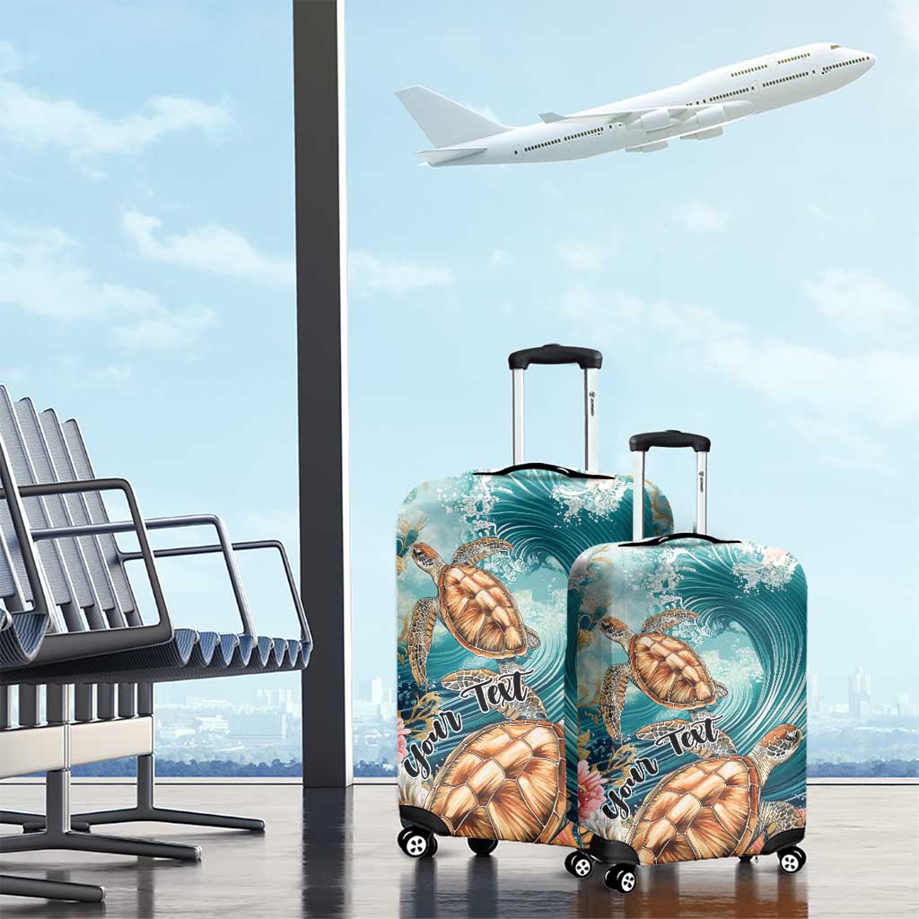 Personalized Caribbean Sea Turtle Luggage Cover Fantastic Ocean Waves LT01