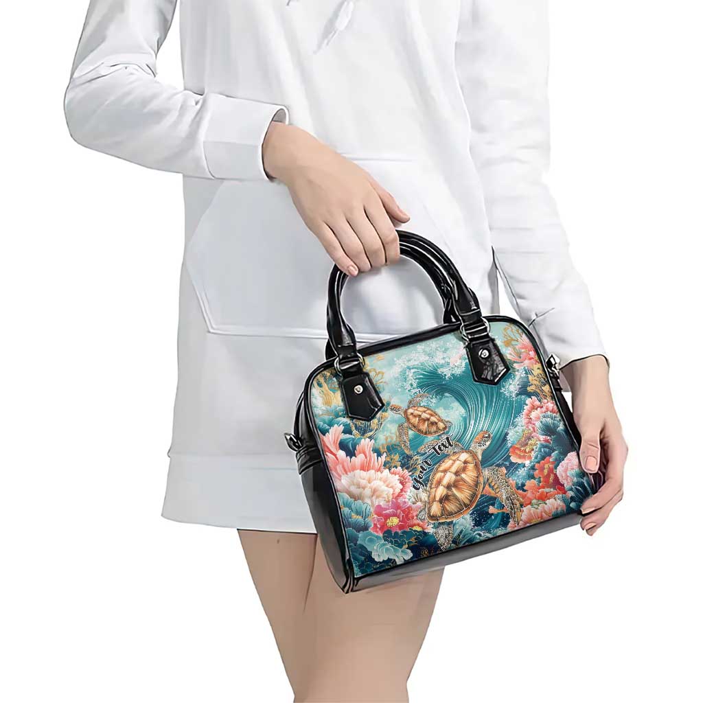 Personalized Caribbean Sea Turtle Shoulder Handbag Fantastic Ocean Waves LT01
