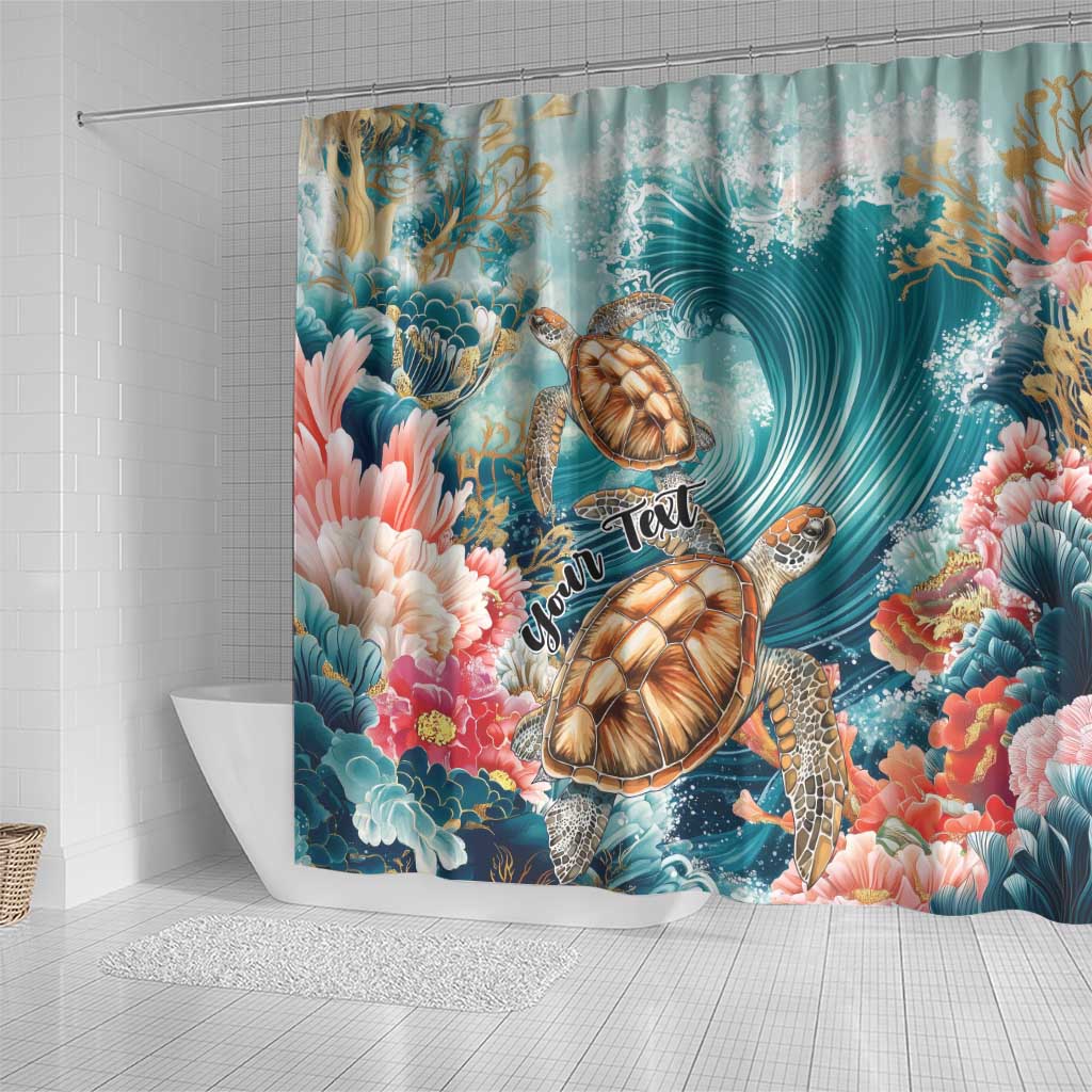 Personalized Caribbean Sea Turtle Shower Curtain Fantastic Ocean Waves LT01