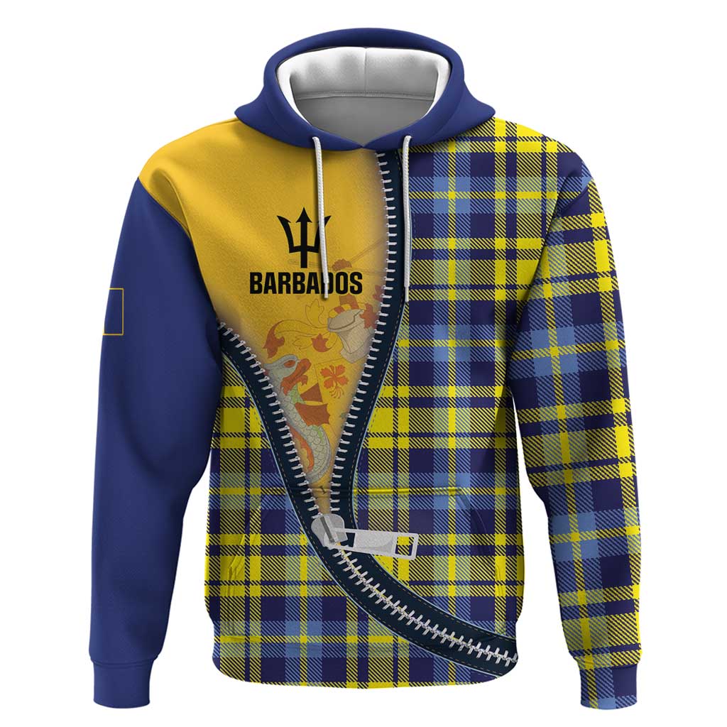 Barbados Celtic Festival Hoodie Yellow Blue Tartan Zipper Stylized LT01