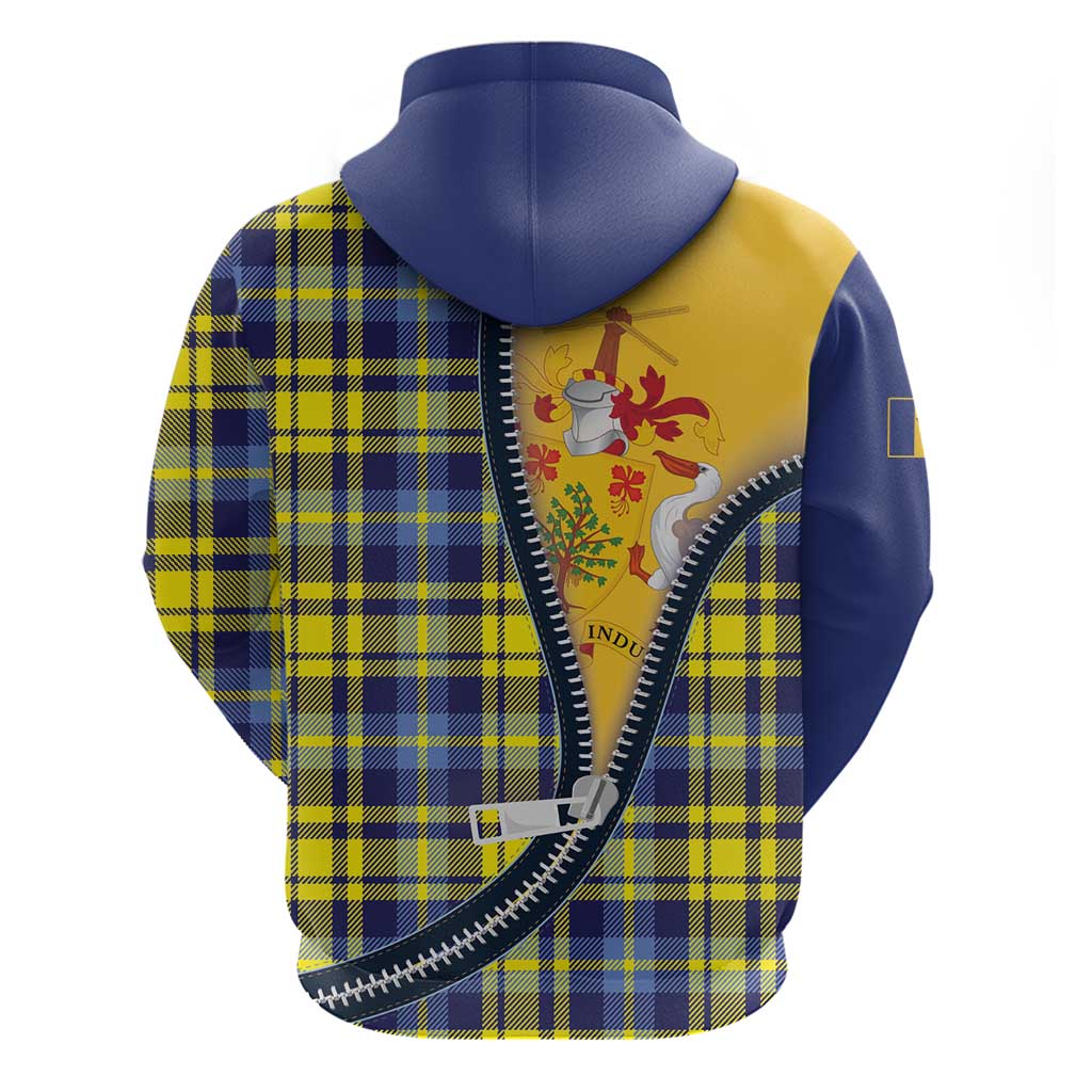 Barbados Celtic Festival Hoodie Yellow Blue Tartan Zipper Stylized LT01
