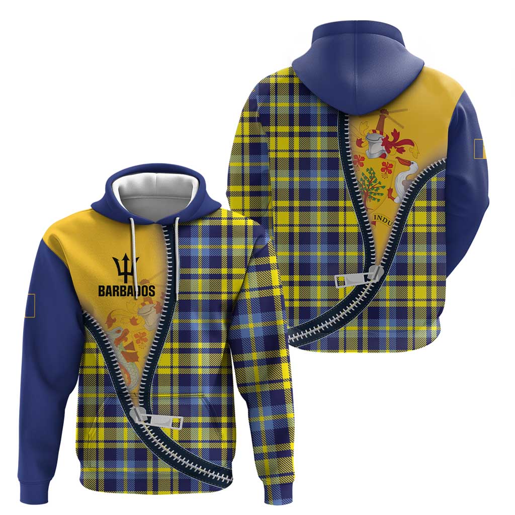 Barbados Celtic Festival Hoodie Yellow Blue Tartan Zipper Stylized LT01