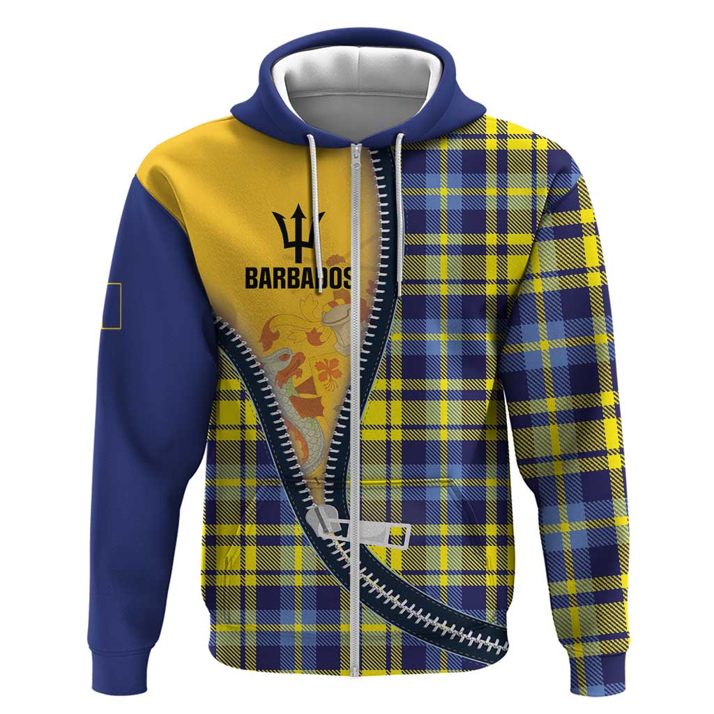 Barbados Celtic Festival Hoodie Yellow Blue Tartan Zipper Stylized LT01