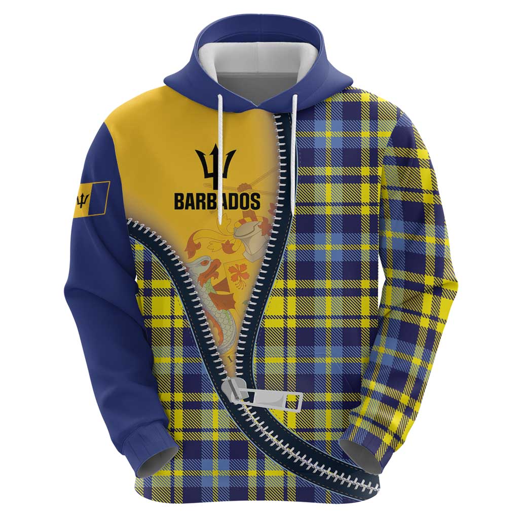 Barbados Celtic Festival Hoodie Yellow Blue Tartan Zipper Stylized LT01