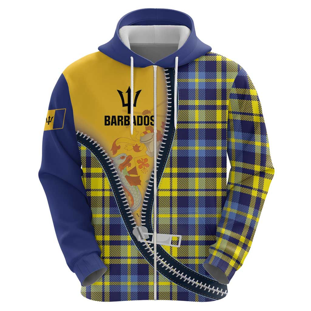 Barbados Celtic Festival Hoodie Yellow Blue Tartan Zipper Stylized LT01