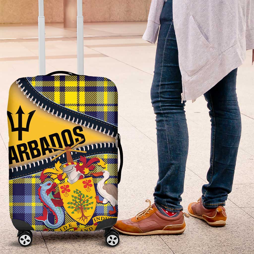 Barbados Celtic Festival Luggage Cover Yellow Blue Tartan Zipper Stylized LT01