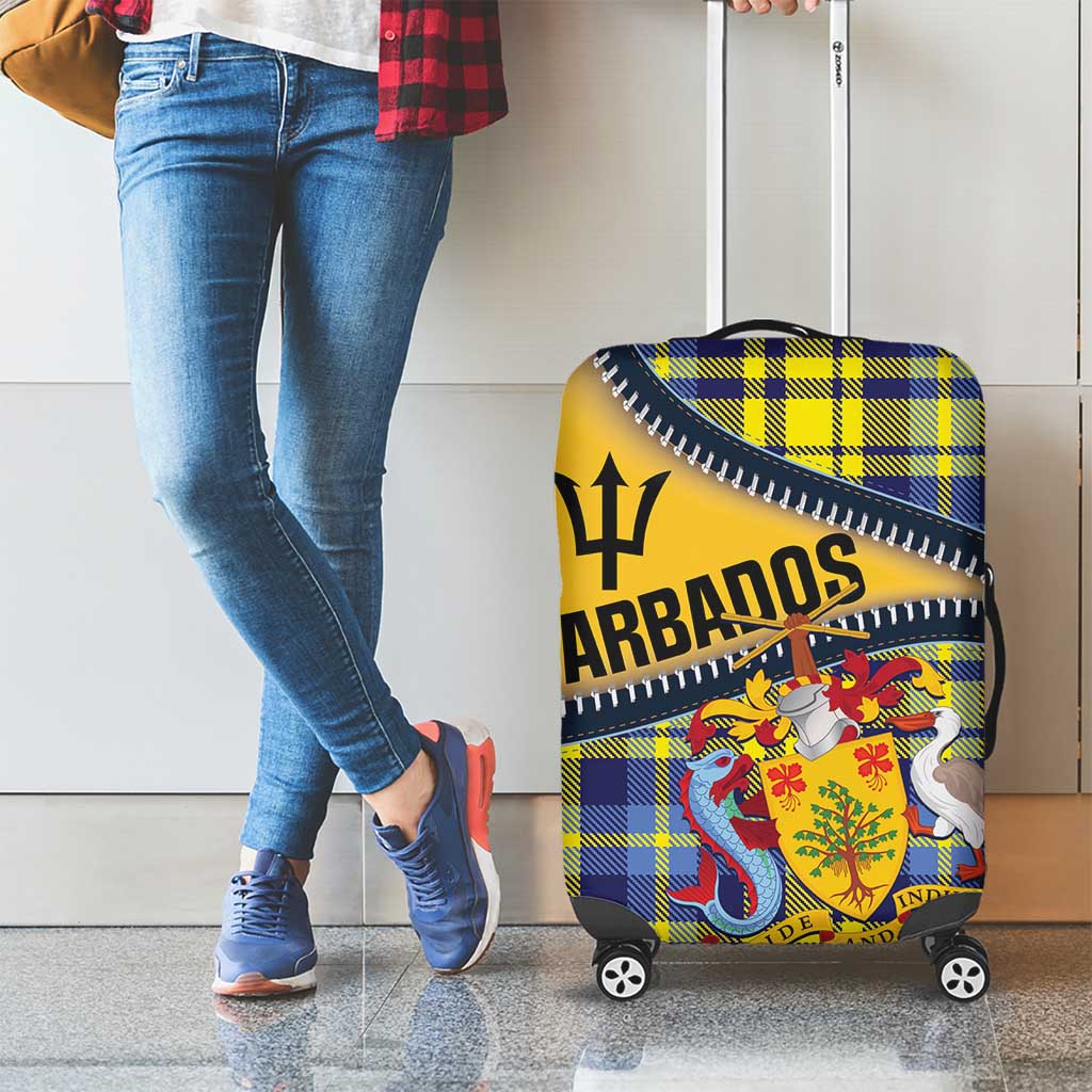 Barbados Celtic Festival Luggage Cover Yellow Blue Tartan Zipper Stylized LT01
