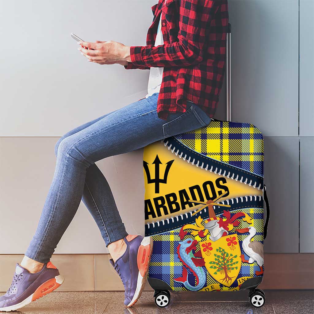 Barbados Celtic Festival Luggage Cover Yellow Blue Tartan Zipper Stylized LT01