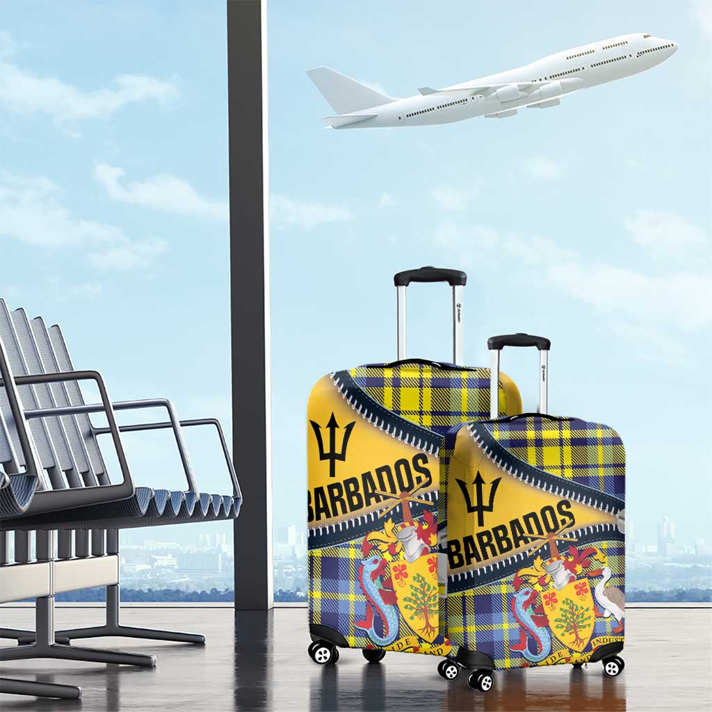 Barbados Celtic Festival Luggage Cover Yellow Blue Tartan Zipper Stylized LT01