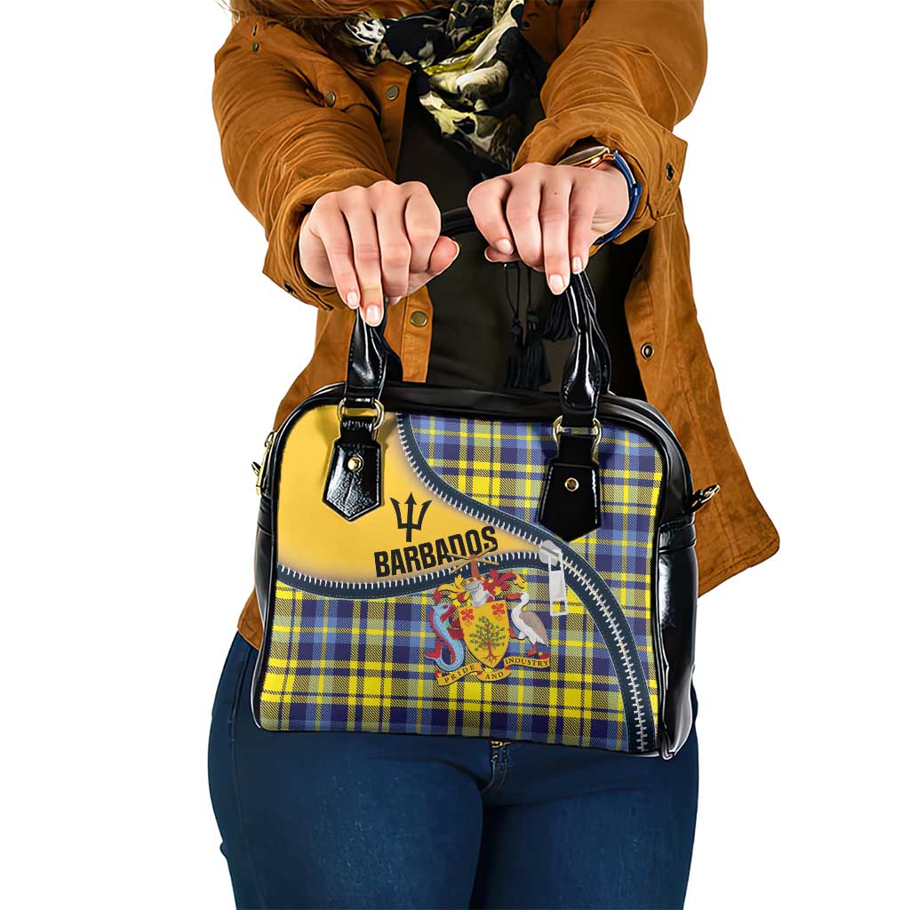 Barbados Celtic Festival Shoulder Handbag Yellow Blue Tartan Zipper Stylized LT01
