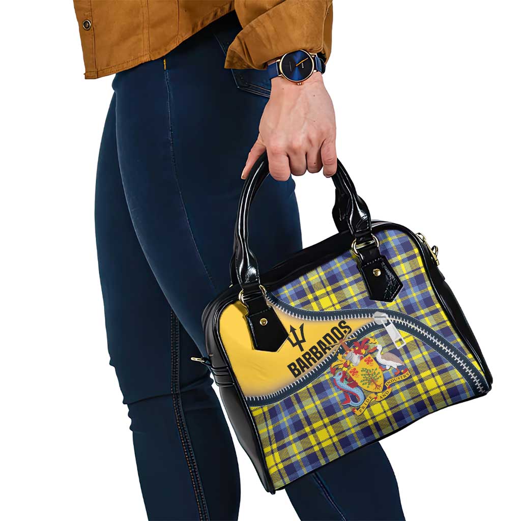 Barbados Celtic Festival Shoulder Handbag Yellow Blue Tartan Zipper Stylized LT01
