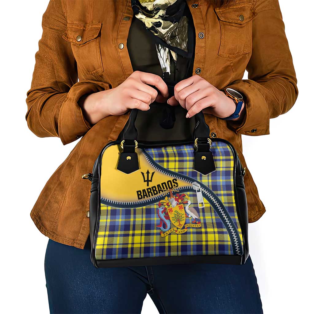 Barbados Celtic Festival Shoulder Handbag Yellow Blue Tartan Zipper Stylized LT01