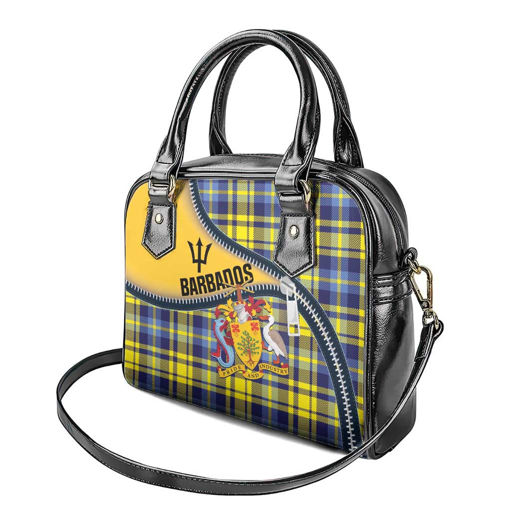Barbados Celtic Festival Shoulder Handbag Yellow Blue Tartan Zipper Stylized LT01