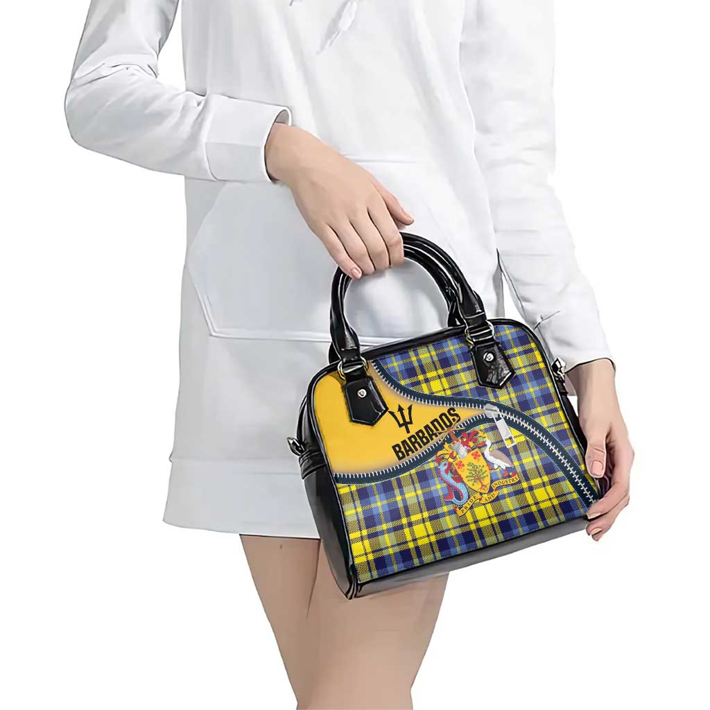 Barbados Celtic Festival Shoulder Handbag Yellow Blue Tartan Zipper Stylized LT01