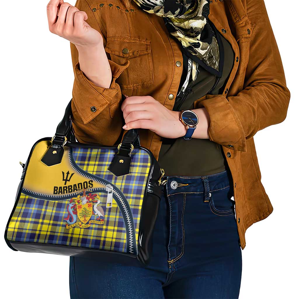 Barbados Celtic Festival Shoulder Handbag Yellow Blue Tartan Zipper Stylized LT01