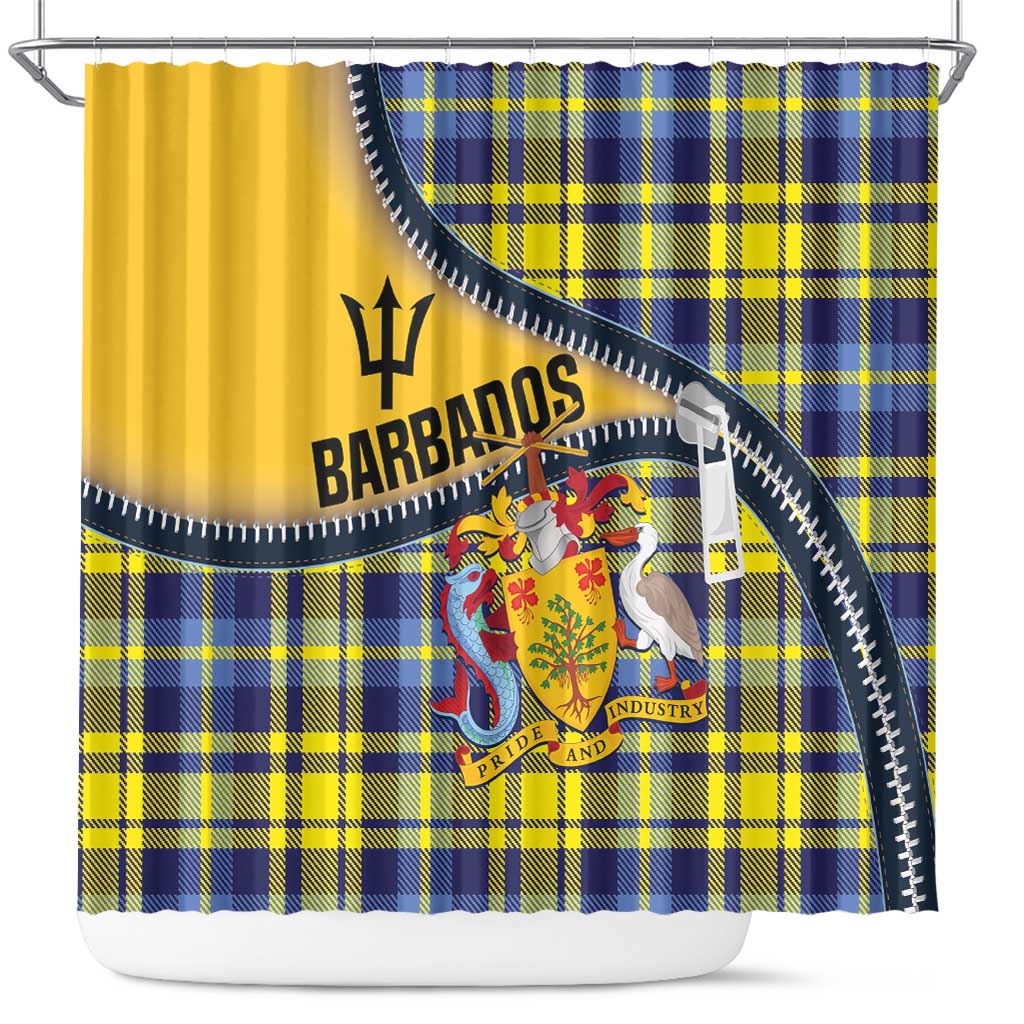 Barbados Celtic Festival Shower Curtain Yellow Blue Tartan Zipper Stylized LT01