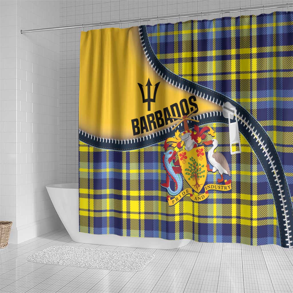 Barbados Celtic Festival Shower Curtain Yellow Blue Tartan Zipper Stylized LT01