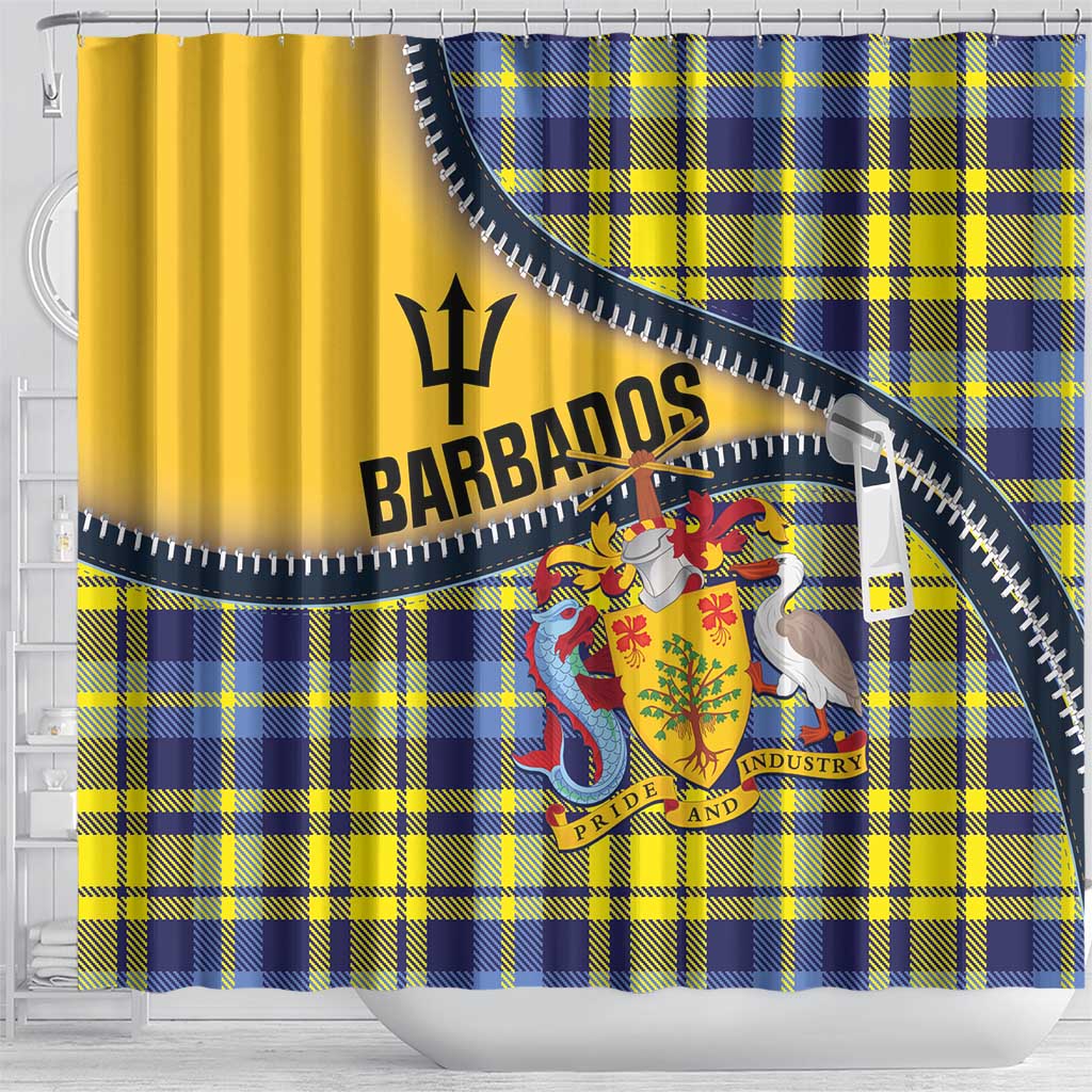 Barbados Celtic Festival Shower Curtain Yellow Blue Tartan Zipper Stylized LT01