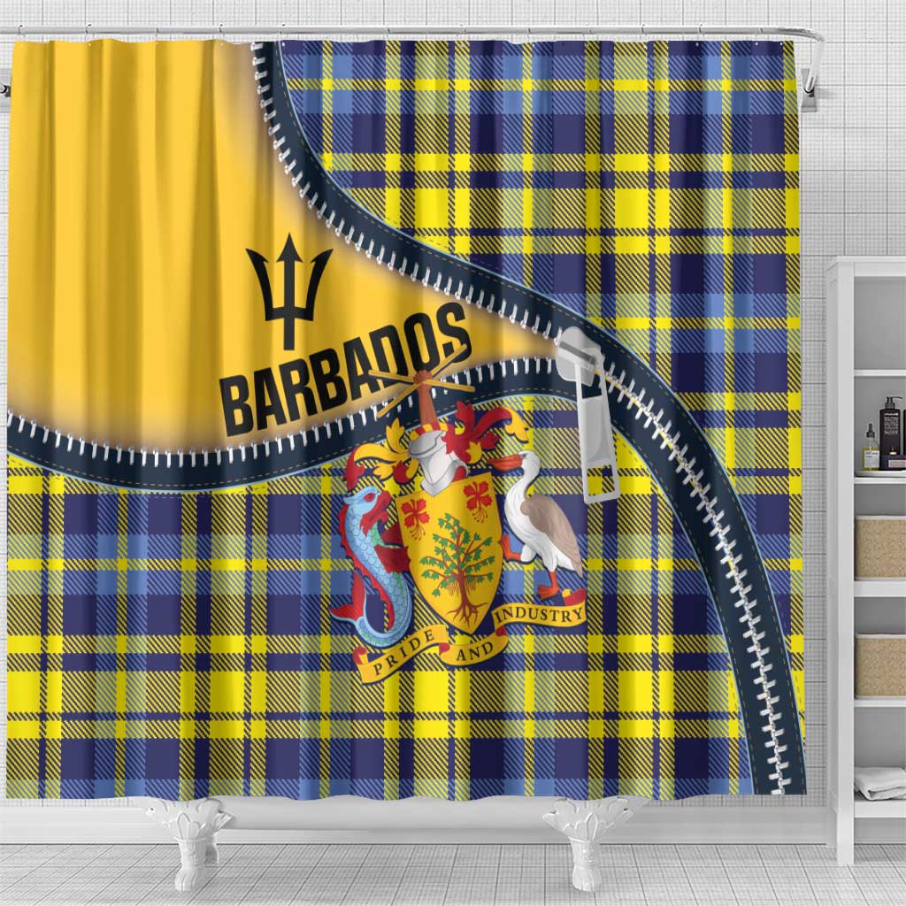 Barbados Celtic Festival Shower Curtain Yellow Blue Tartan Zipper Stylized LT01
