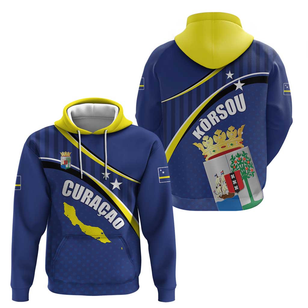 Curacao Flag Day Hoodie Korsou Map Simple Style LT01