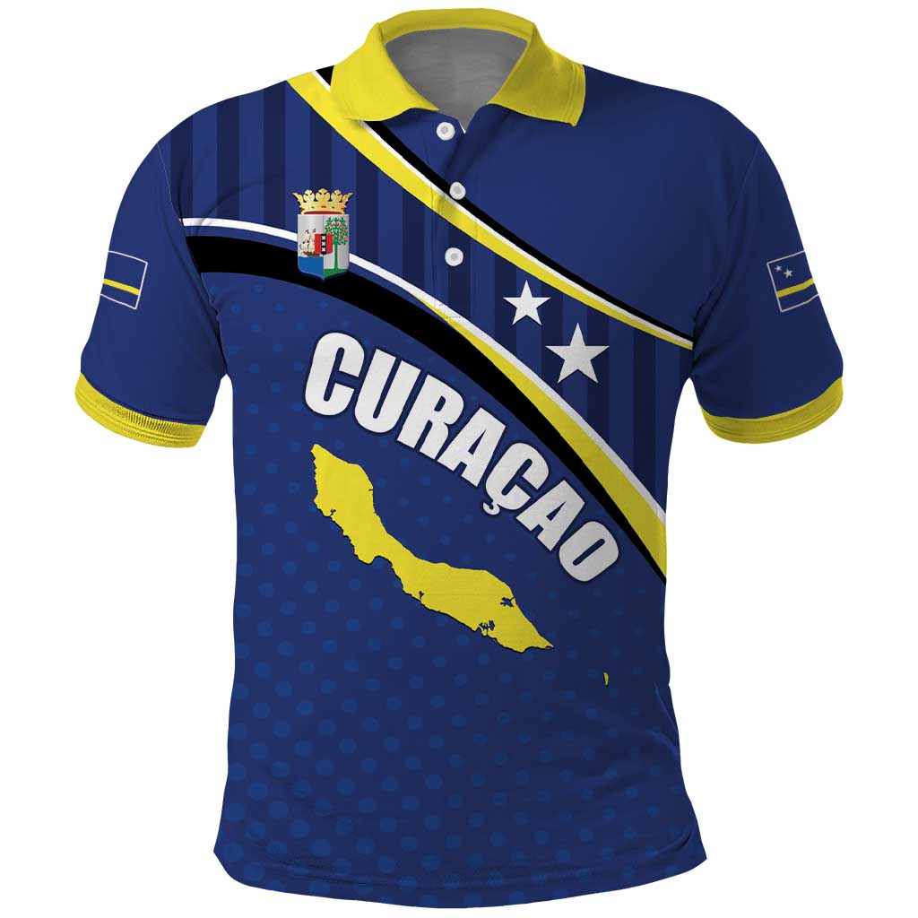 Curacao Flag Day Polo Shirt Korsou Map Simple Style LT01