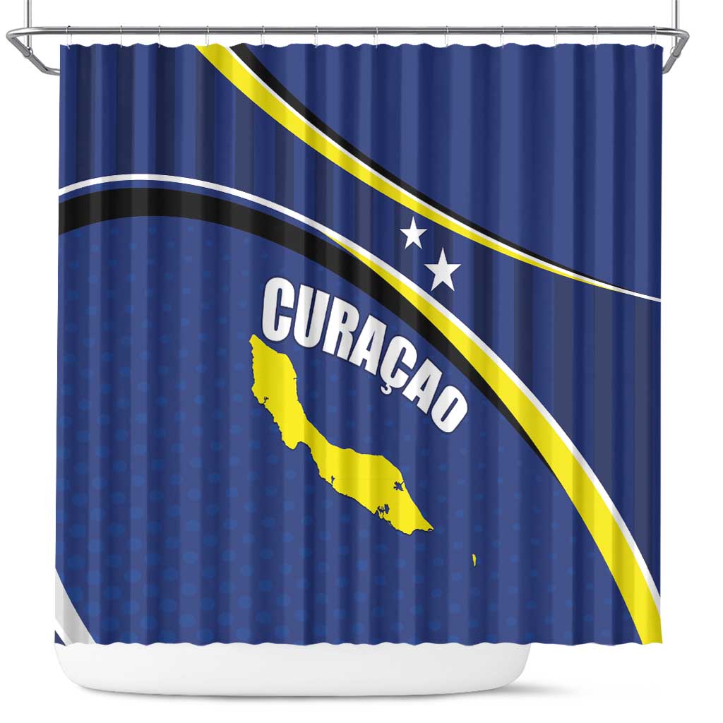 Curacao Flag Day Shower Curtain Korsou Map Simple Style LT01