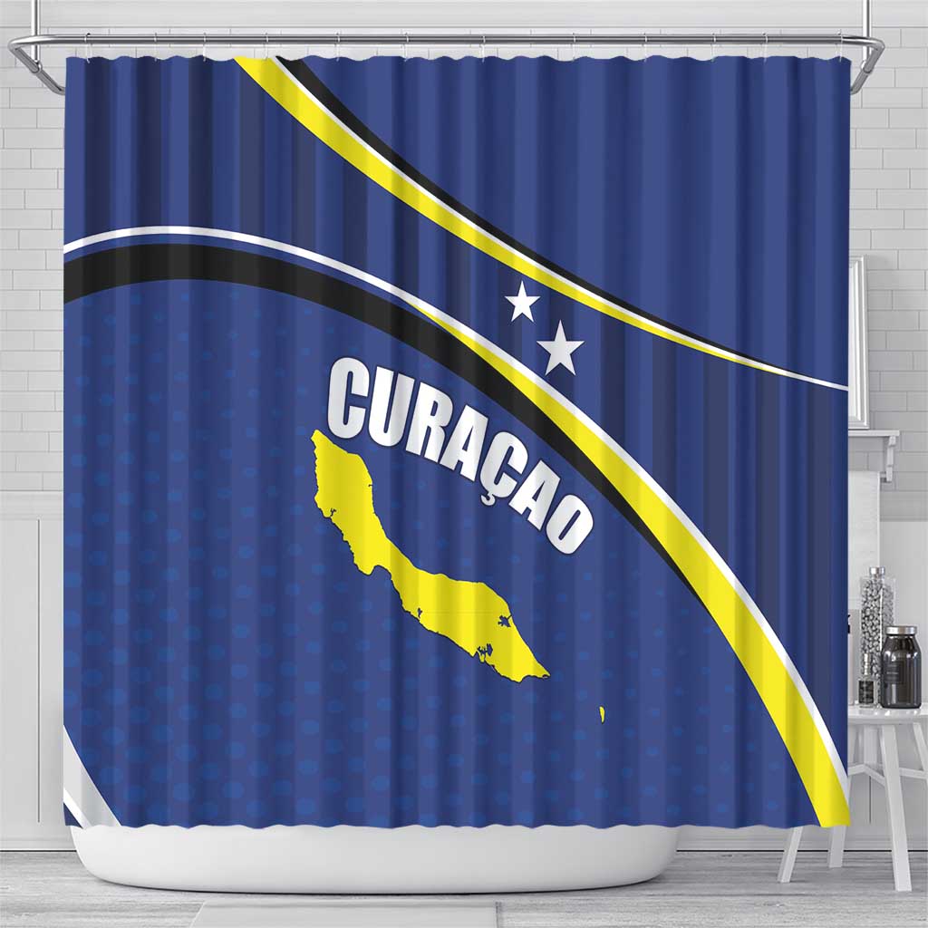 Curacao Flag Day Shower Curtain Korsou Map Simple Style LT01