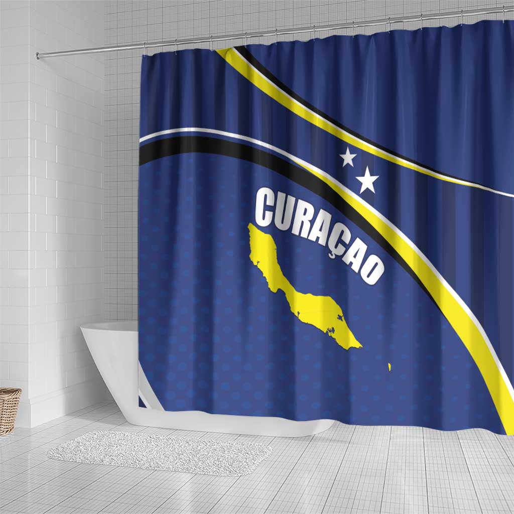 Curacao Flag Day Shower Curtain Korsou Map Simple Style LT01
