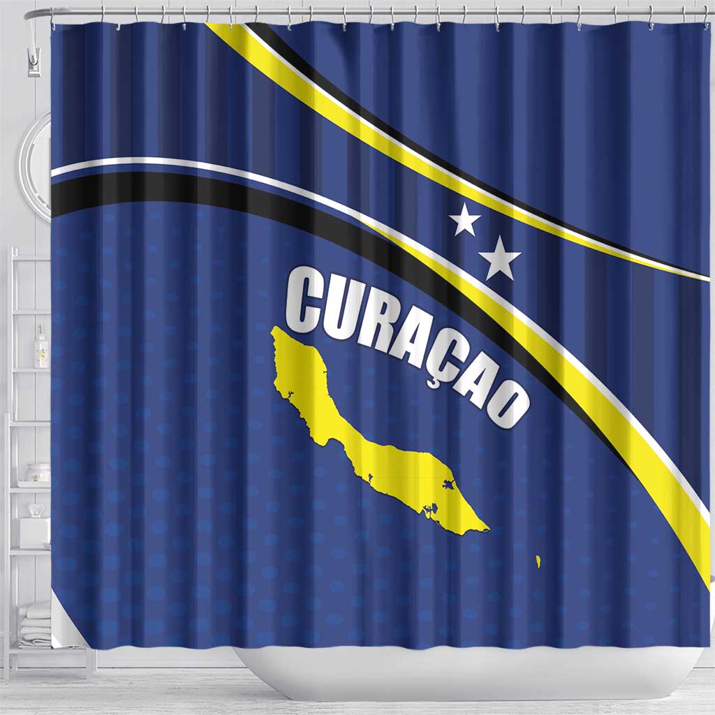 Curacao Flag Day Shower Curtain Korsou Map Simple Style LT01