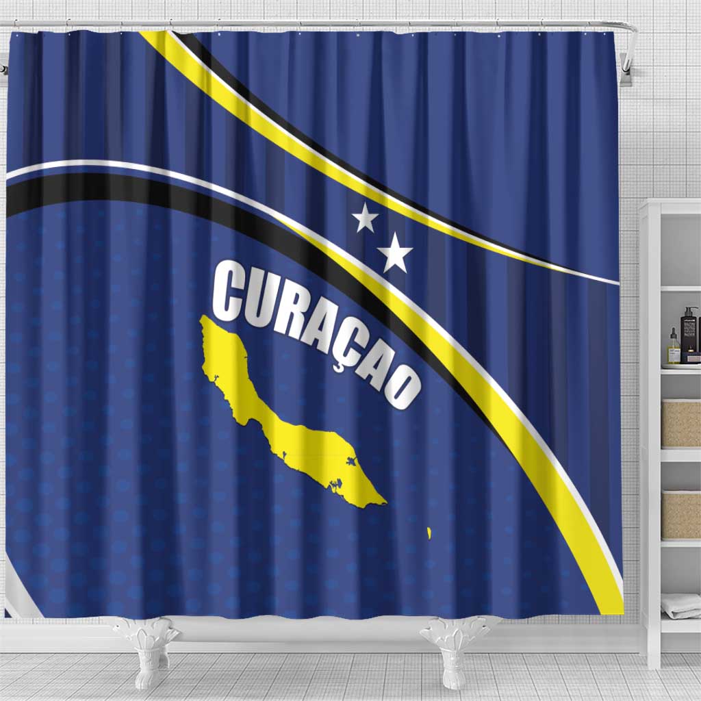 Curacao Flag Day Shower Curtain Korsou Map Simple Style LT01