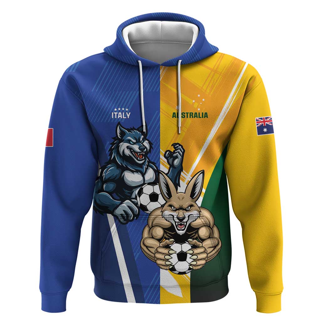 Custom Italy And Australia Soccer Hoodie Gli Azzurri Vs Socceroos LT01