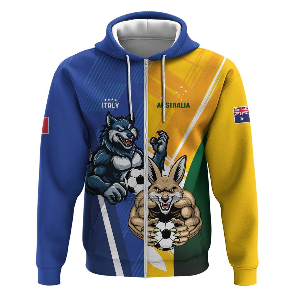 Custom Italy And Australia Soccer Hoodie Gli Azzurri Vs Socceroos LT01