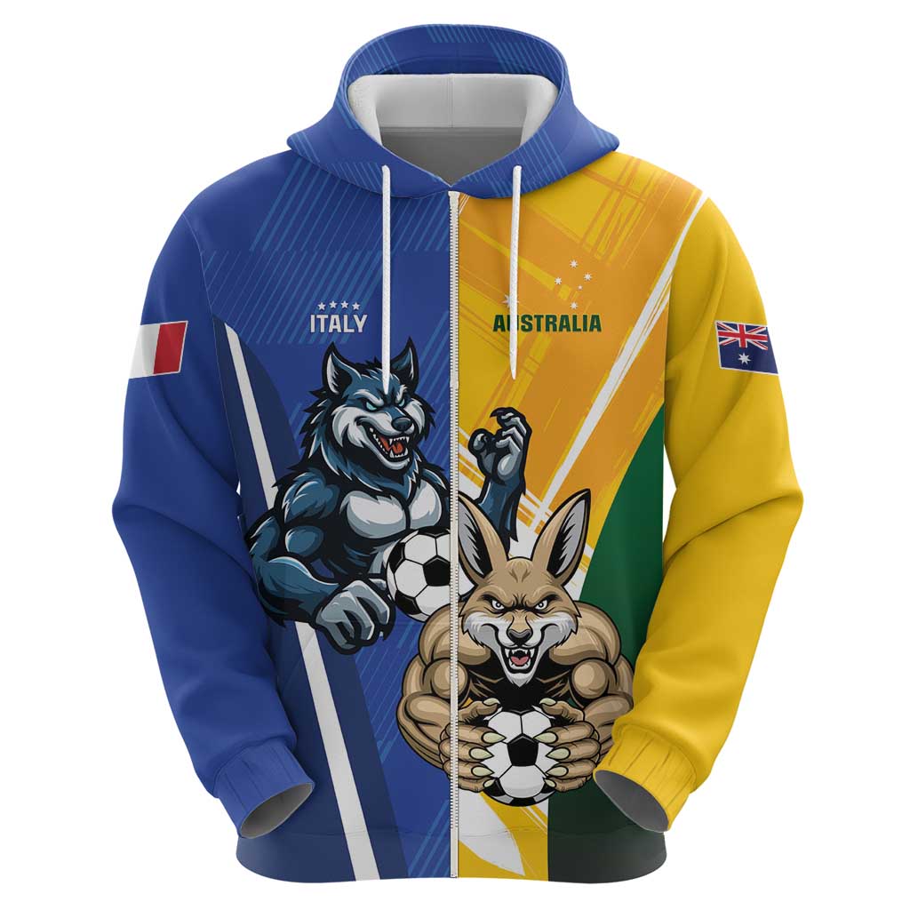 Custom Italy And Australia Soccer Hoodie Gli Azzurri Vs Socceroos LT01