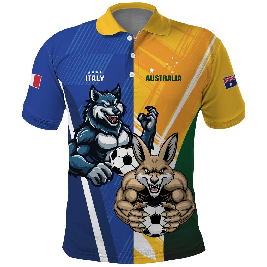 Custom Italy And Australia Soccer Polo Shirt Gli Azzurri Vs Socceroos LT01