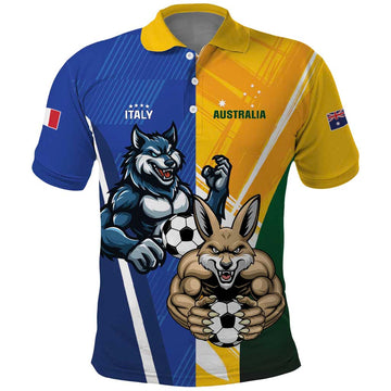 Custom Italy And Australia Soccer Polo Shirt Gli Azzurri Vs Socceroos LT01