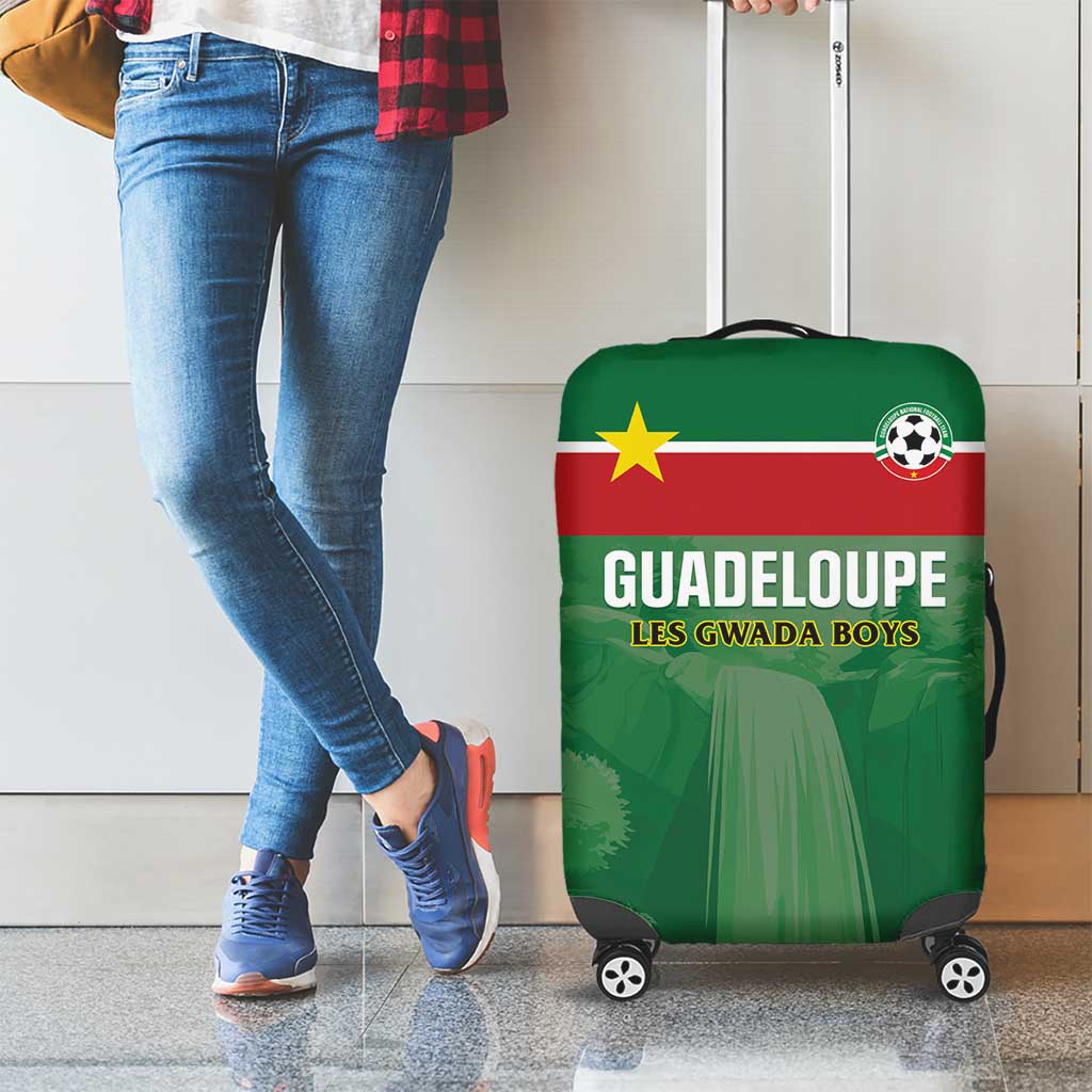 Football Guadeloupe Green Luggage Cover Les Gwada Boy Go Champions LT01