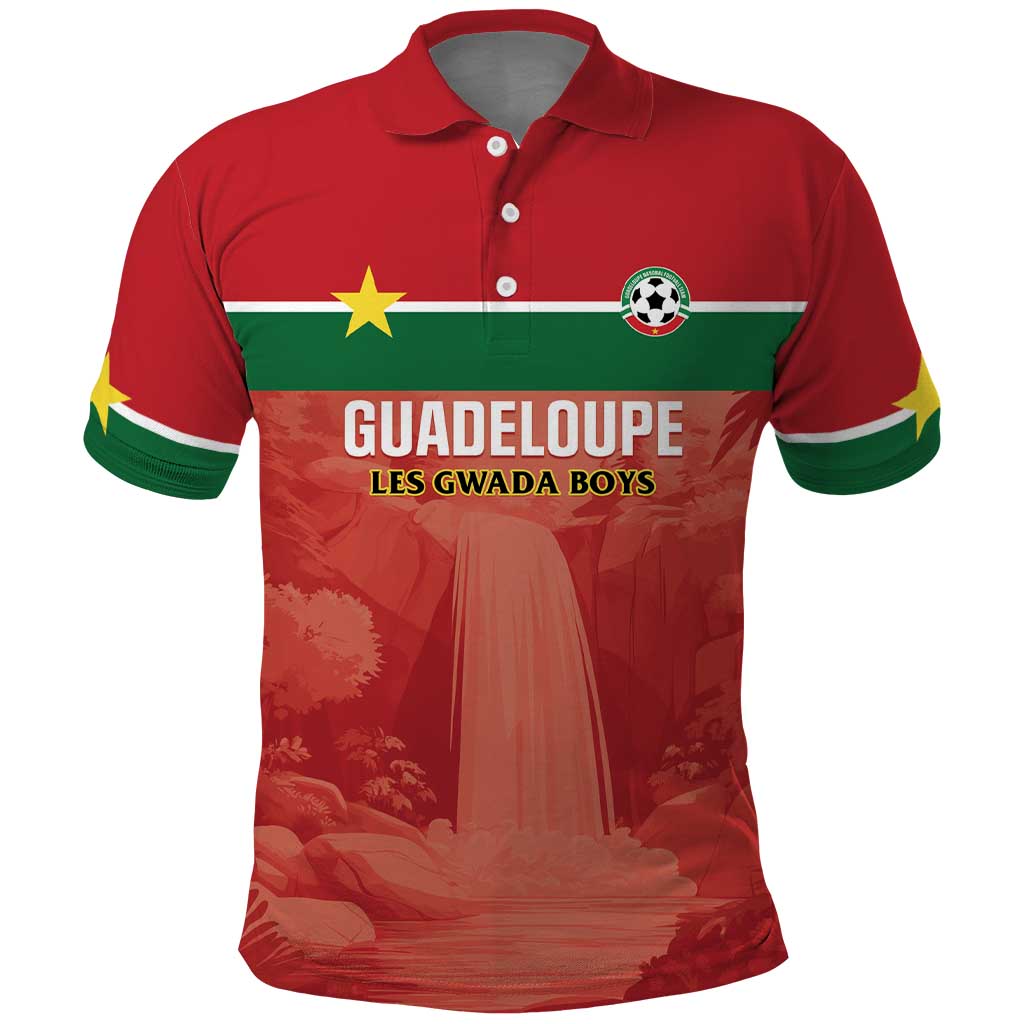 Custom Football Guadeloupe Red Polo Shirt Les Gwada Boy Go Champions LT01