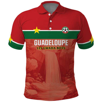 Custom Football Guadeloupe Red Polo Shirt Les Gwada Boy Go Champions LT01