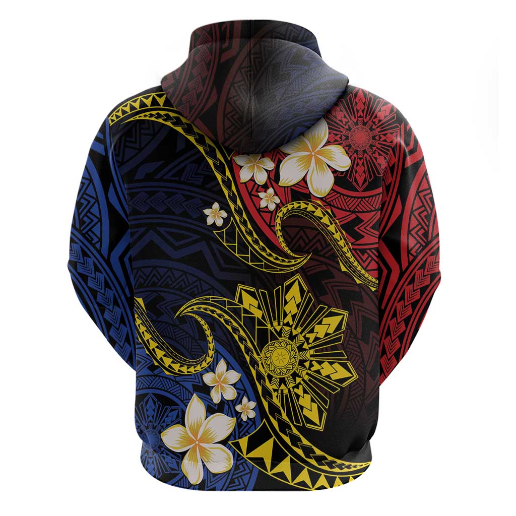 Philippines Spirit Tribal Sun Plumeria Hoodie Red And Blue Polynesian Pattern LT01