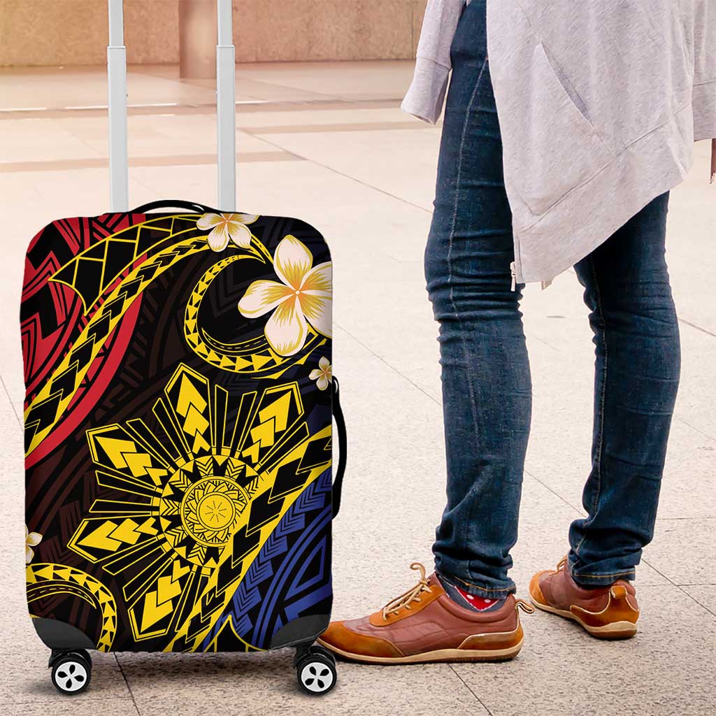 Philippines Spirit Tribal Sun Plumeria Luggage Cover Red And Blue Polynesian Pattern LT01