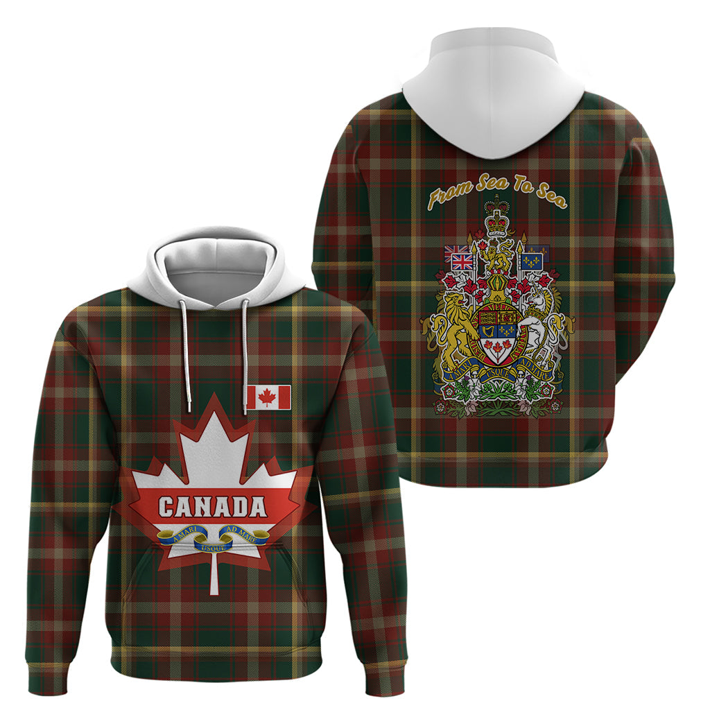 Canada Hoodie Canadian Coat Of Arms Mix Maple Leaf Tartan LT01