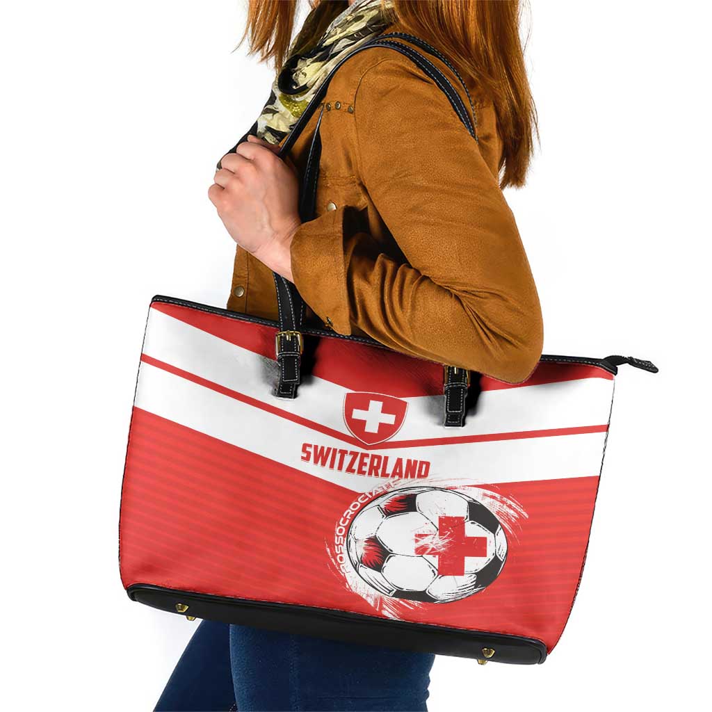 Switzerland 2024 Football Leather Tote Bag Rossocrociati Go Champions LT01