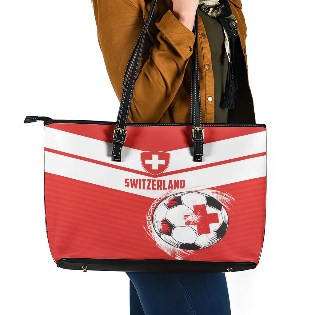 Switzerland 2024 Football Leather Tote Bag Rossocrociati Go Champions LT01