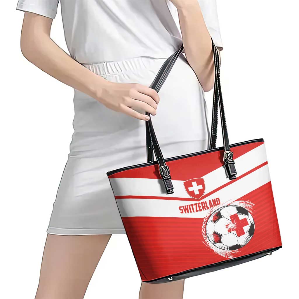 Switzerland 2024 Football Leather Tote Bag Rossocrociati Go Champions LT01